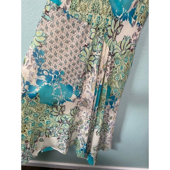 Vintage Evan Picone‎ Women's Blue Green Boho Sleeveless Midi Dress Size 16 - Picture 6 of 10